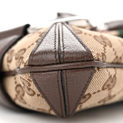 Gucci Monogram Textured Dollar Calfskin Heavy Grosgrain Web Medium Maxi Horsebit Chain Shoulder Bag Beige Ebony New Acero 8 of 10