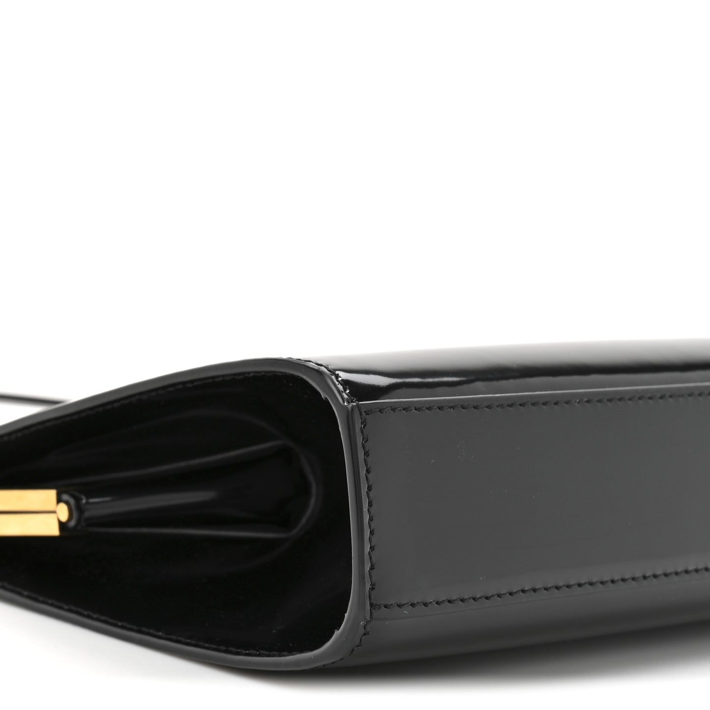 Nappa Patent Calfskin Two-Toned Gaia Shoulder Bag Sea Salt Black