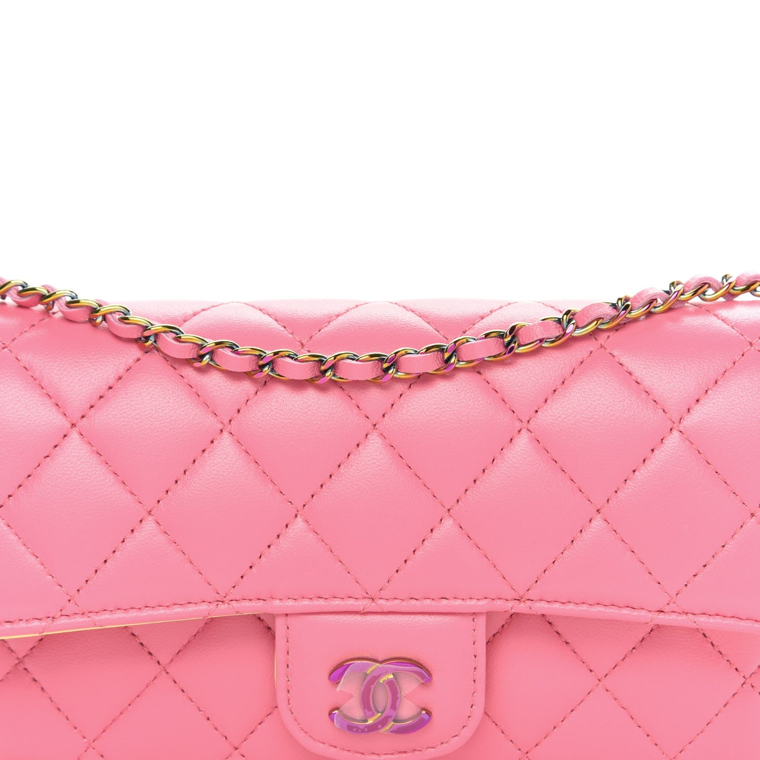 Chanel Lambskin Quilted Glasses Case With Chain Pink Yellow 11 of 12