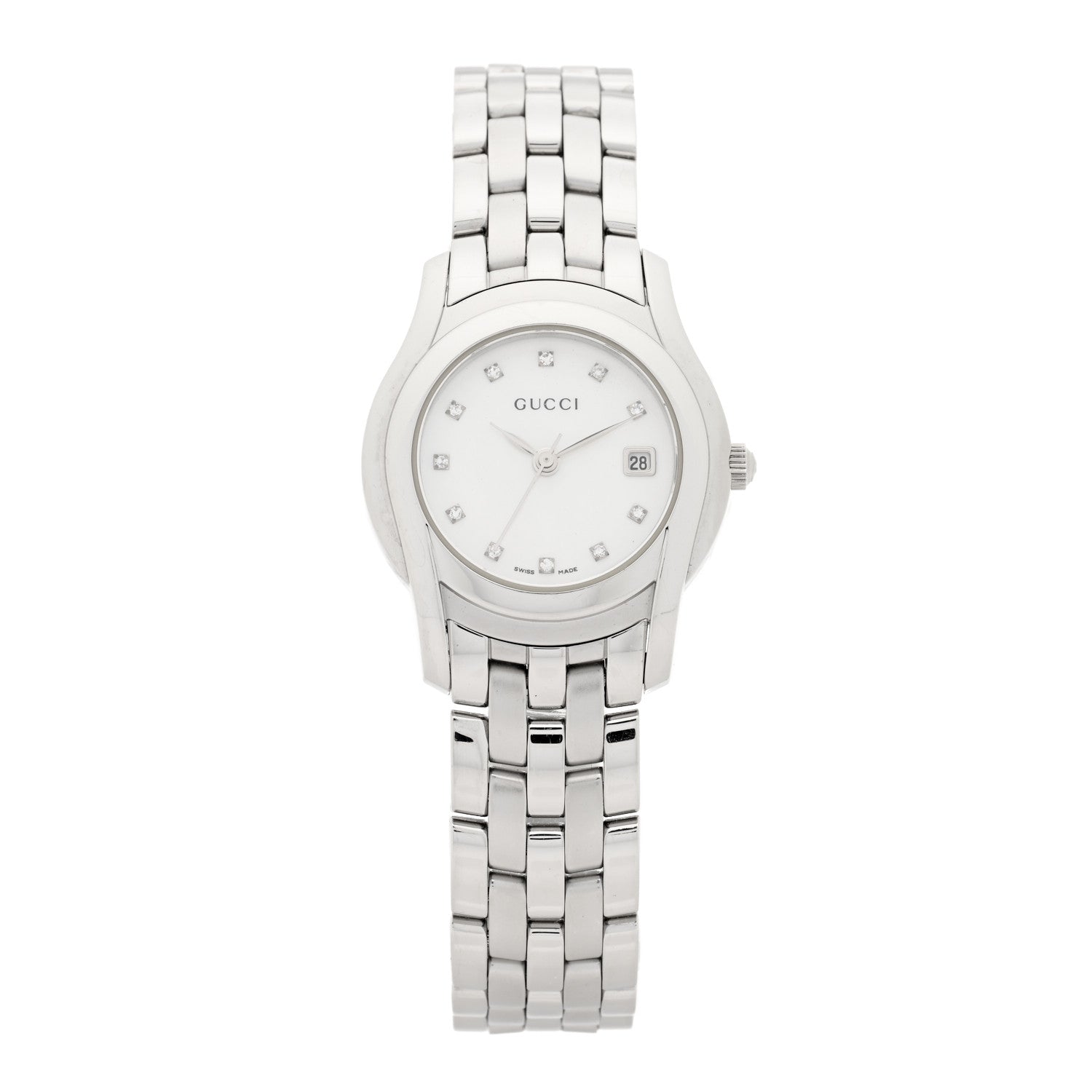 Gucci Stainless Steel Diamond Mother of Pearl 27mm 5500L Quartz Watch 1 of 5