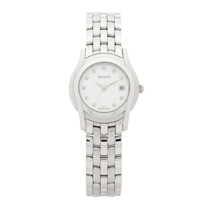 Gucci Stainless Steel Diamond Mother of Pearl 27mm 5500L Quartz Watch 1 of 5