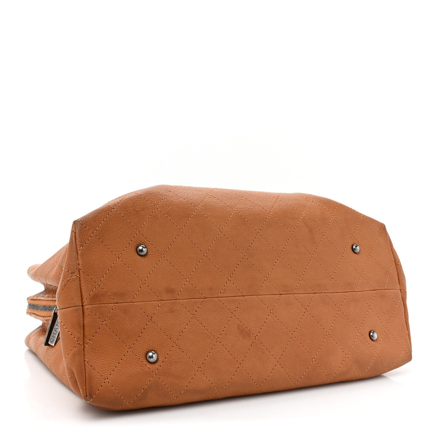 Grained Vegetal Calfskin Stitched Shopping Tote Tan
