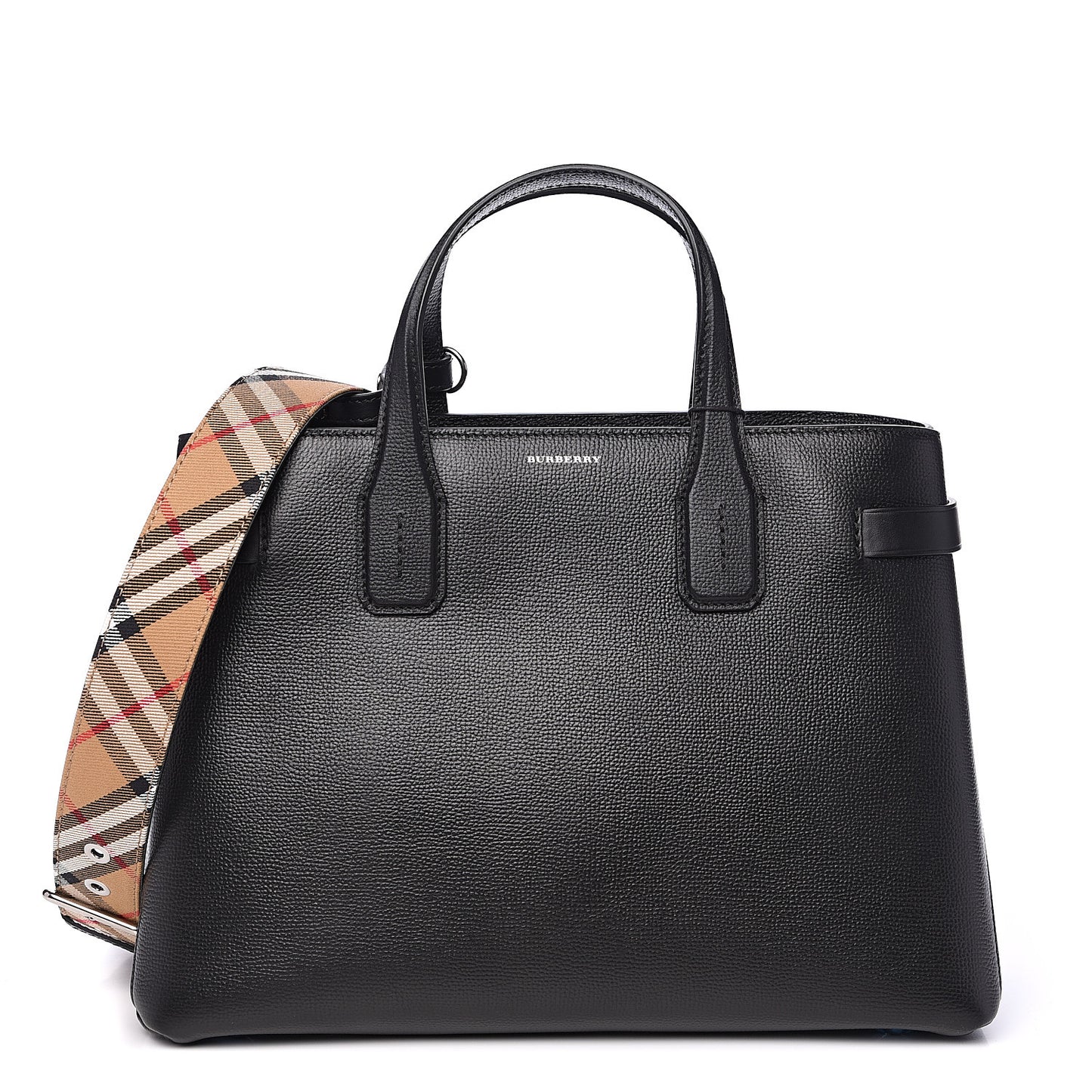 Derby Calfskin House Check Medium Banner Tote Black