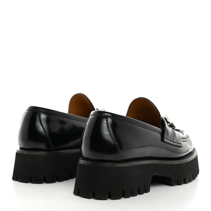 Gucci Cordovan Lux Womens Horsebit 45mm Platform Loafers 36 Black 4 of 8