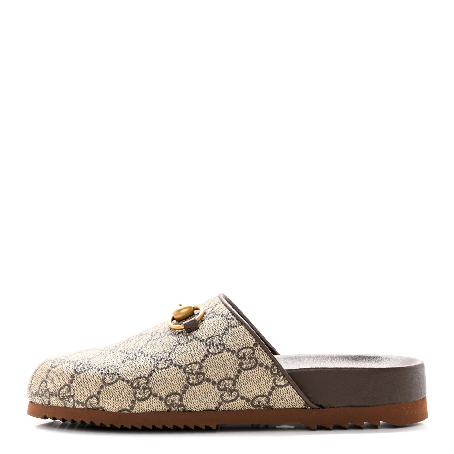 GG Supreme Monogram Miro Soft Calfskin Womens Horsebit Slippers 36.5 Beige Ebony New Acero