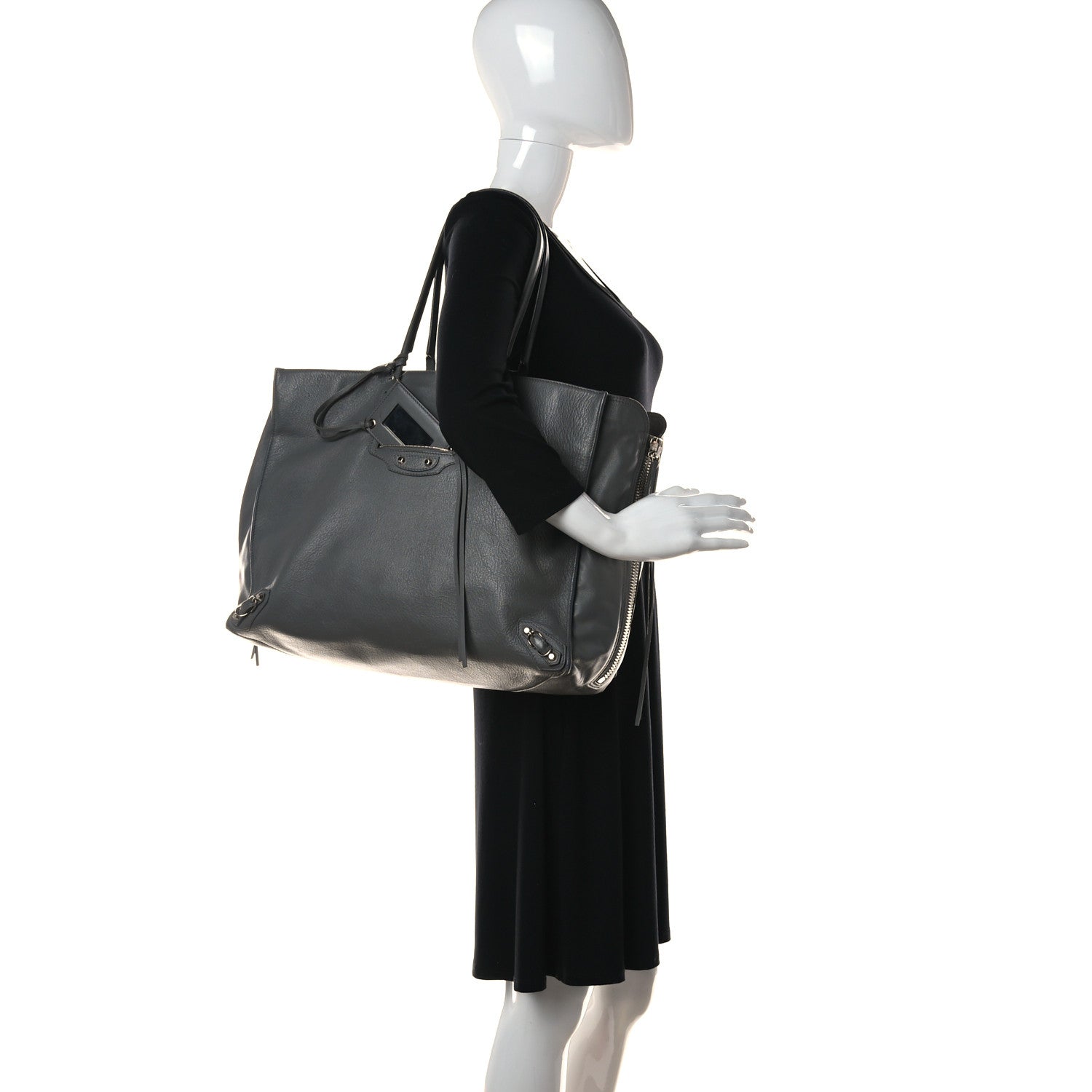 Balenciaga Veau Papier A4 Zip Around Tote Gris Metal 2 of 20