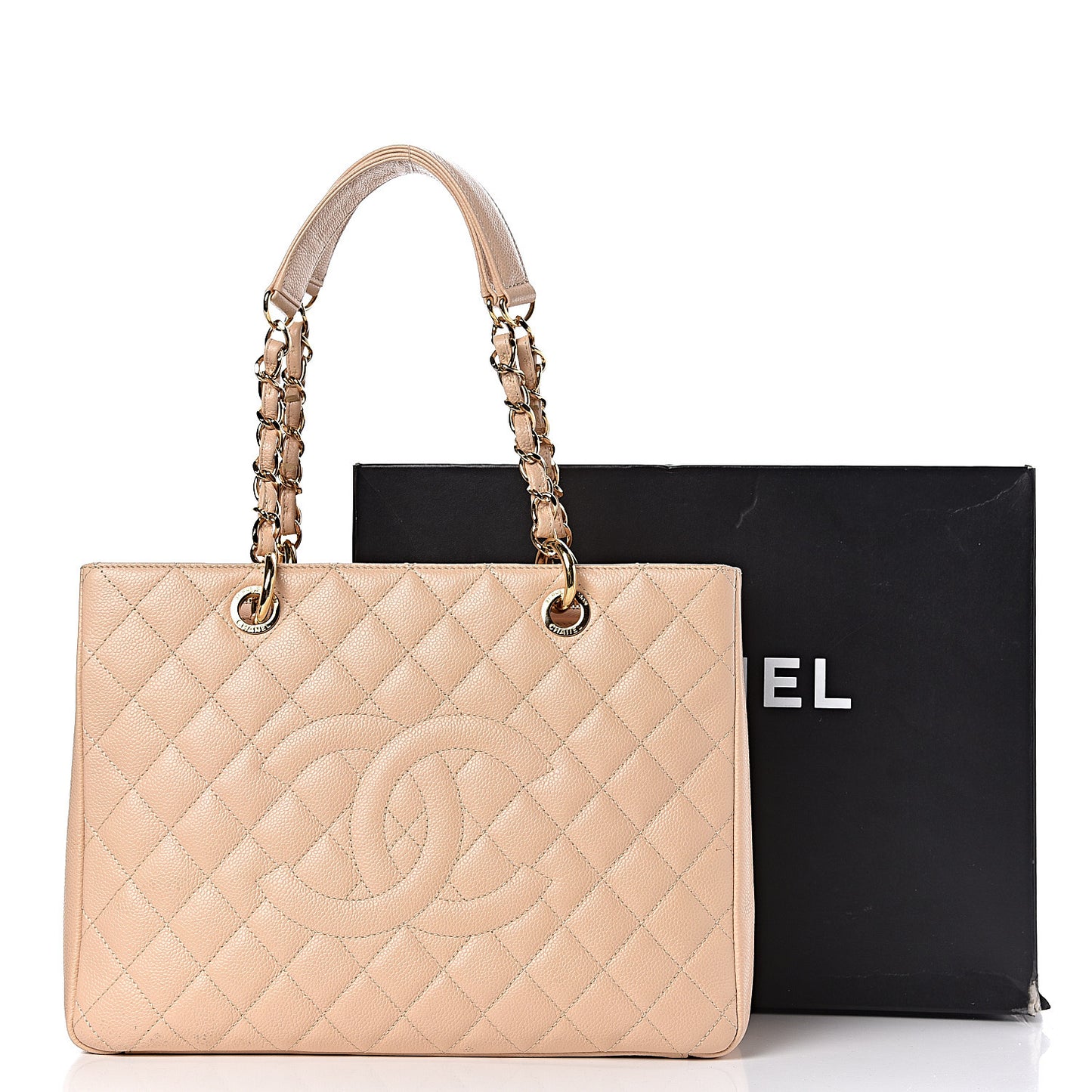 Caviar Quilted Grand Shopping Tote GST Beige Clair