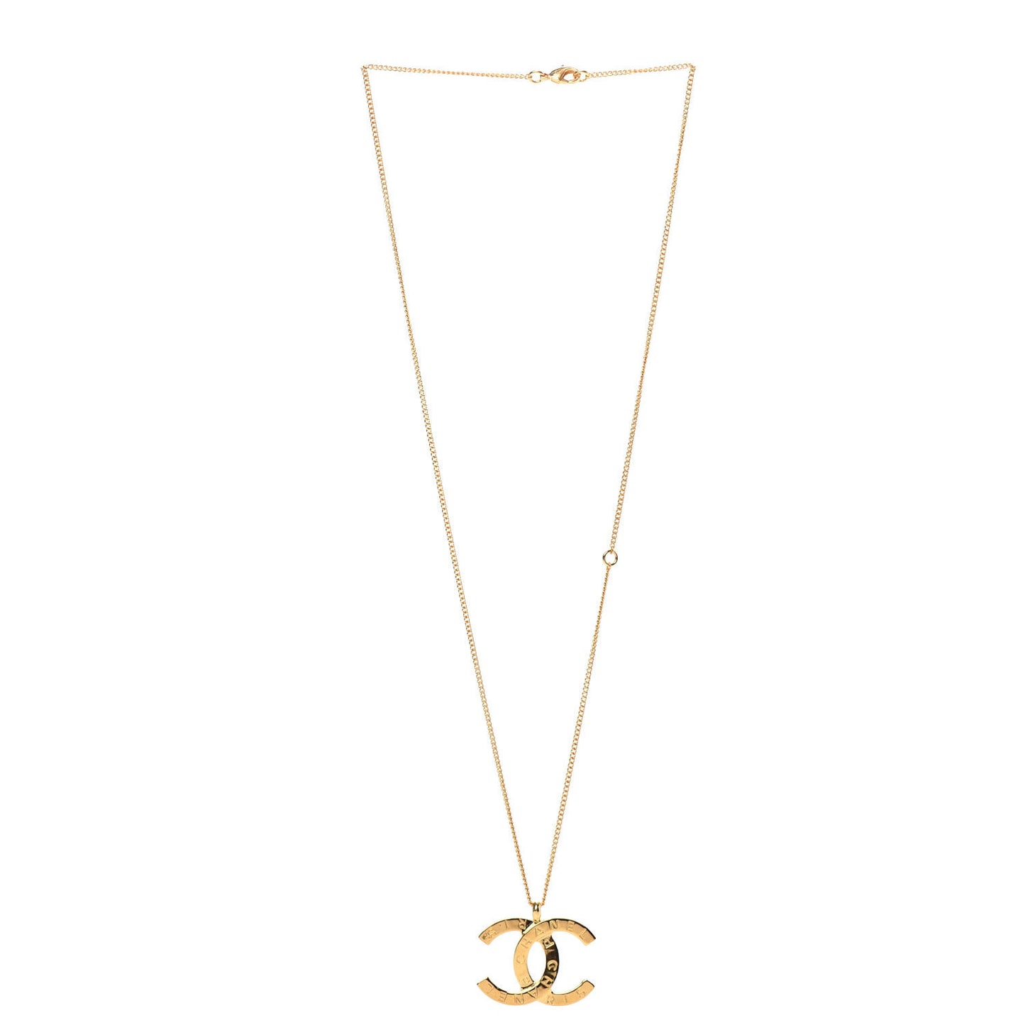 Metal CC Paris Button Necklace Gold