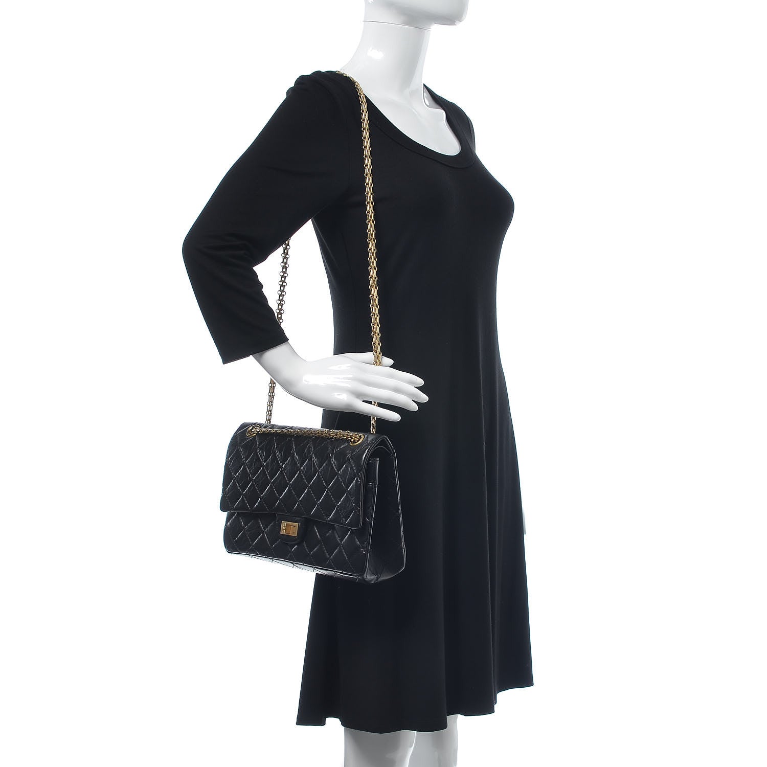 Chanel Aged Calfskin Quilted 2.55 Reissue 226 Flap Black 3 of 10
