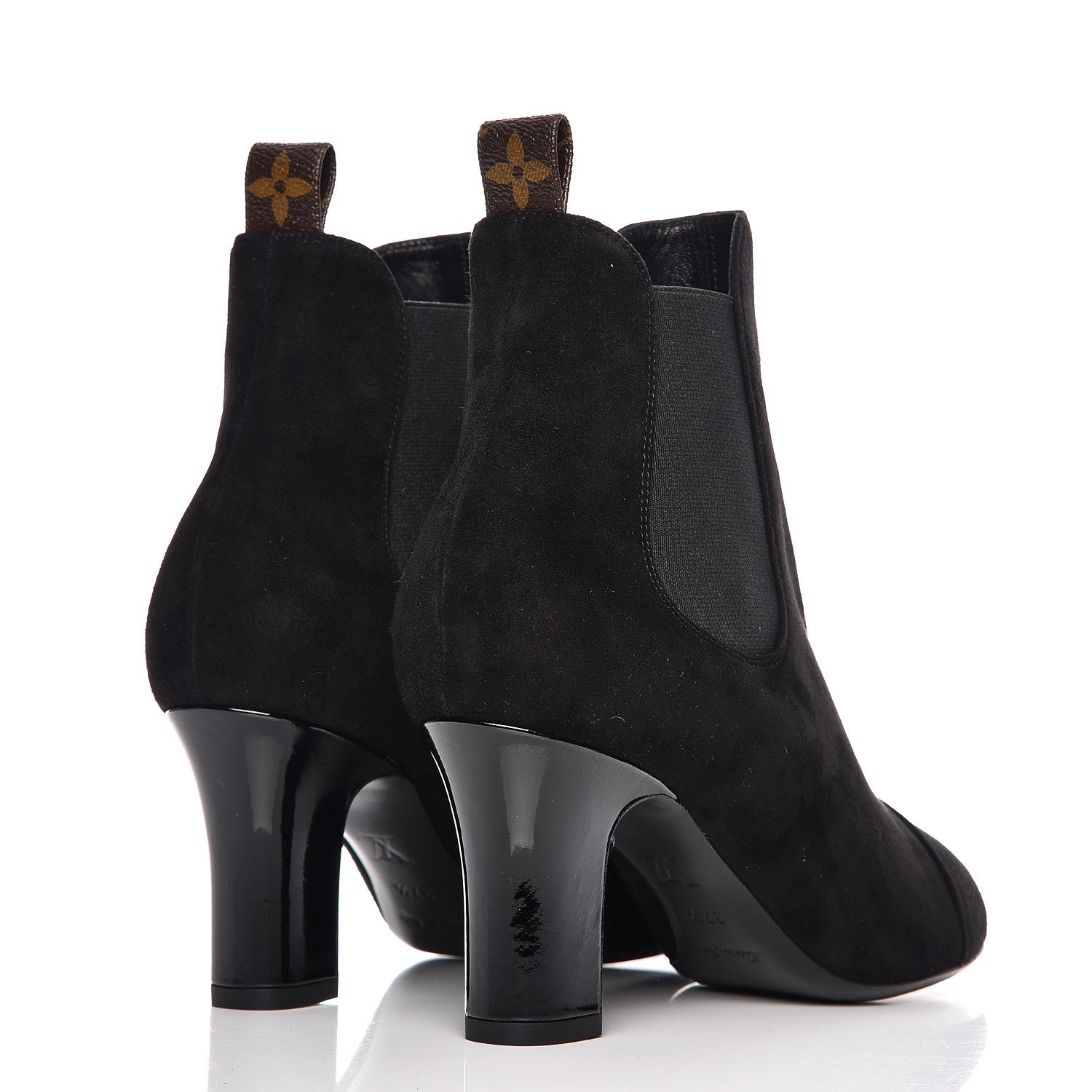 Louis Vuitton Suede Monogram Uniformes Cap Toe Chelsea 75mm Ankle Boots 37.5 Black 4 of 9