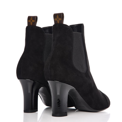 Louis Vuitton Suede Monogram Uniformes Cap Toe Chelsea 75mm Ankle Boots 37.5 Black 4 of 9