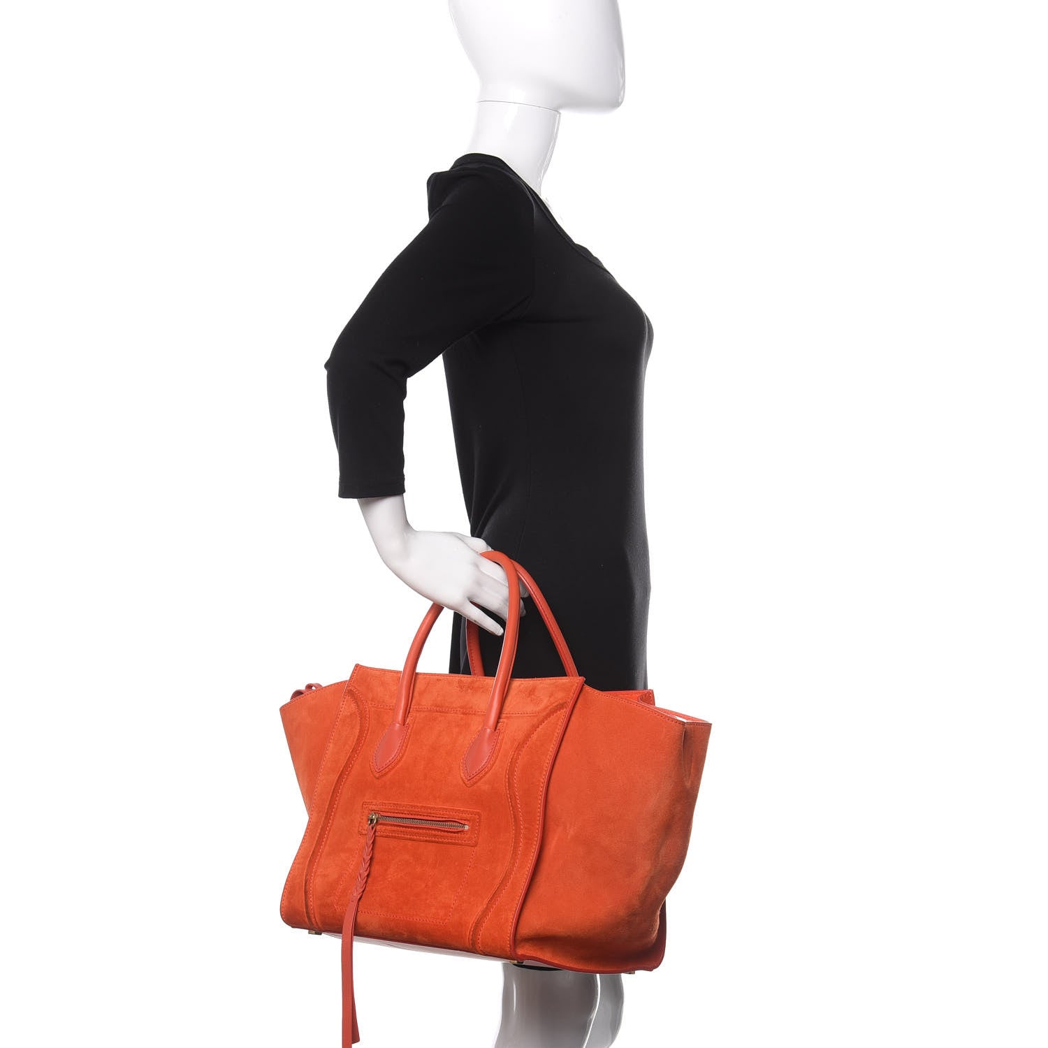 Celine Nubuck Medium Phantom Luggage Bright Orange 2 of 14