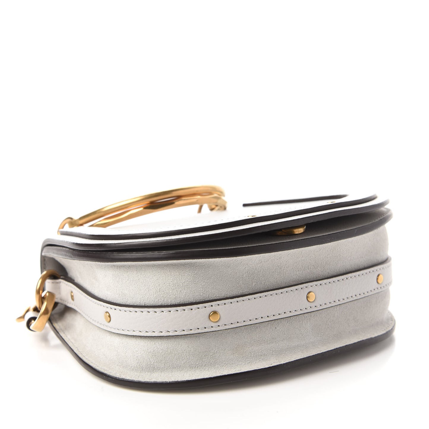 Calfskin Suede Small Nile Bracelet Bag Airy Grey