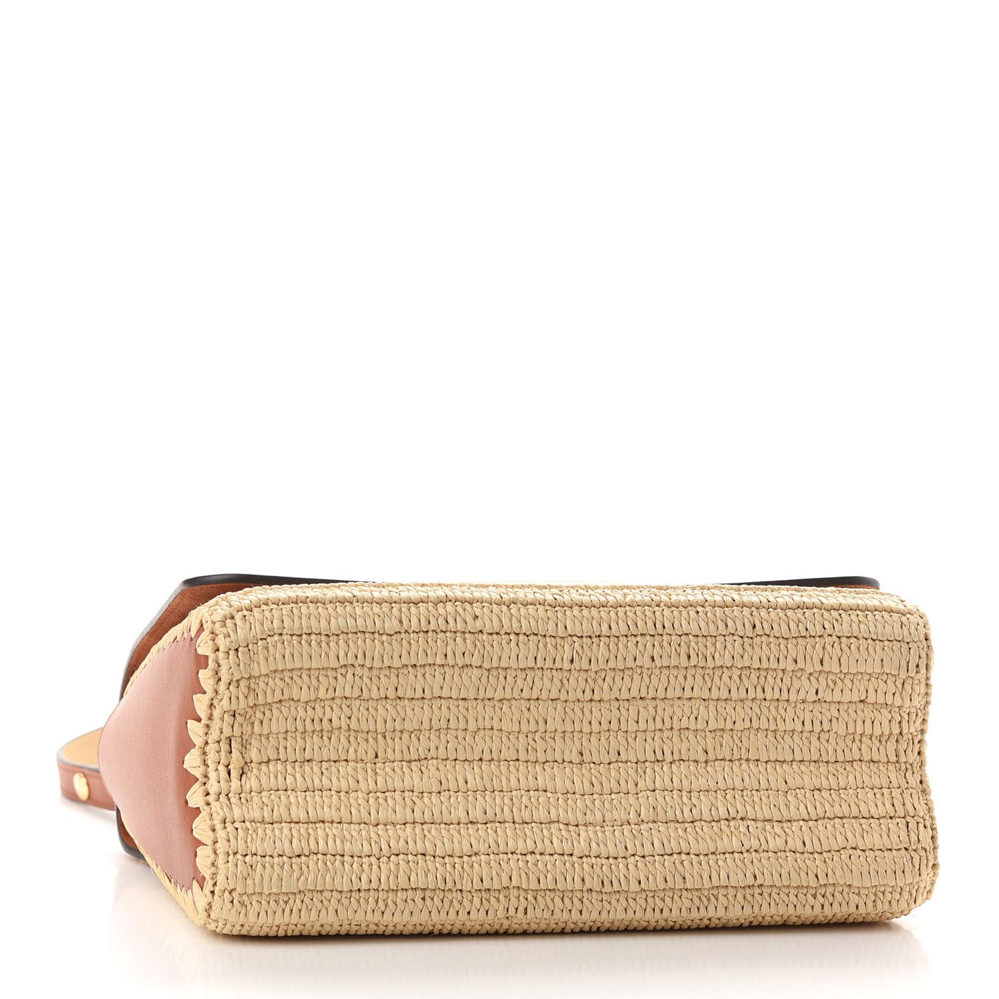 Calfskin Raffia Twist Shoulder Bag MM Caramel
