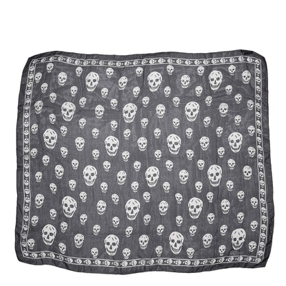 Alexander McQueen Silk Chiffon Skull Scarf Black Ivory 3 of 6