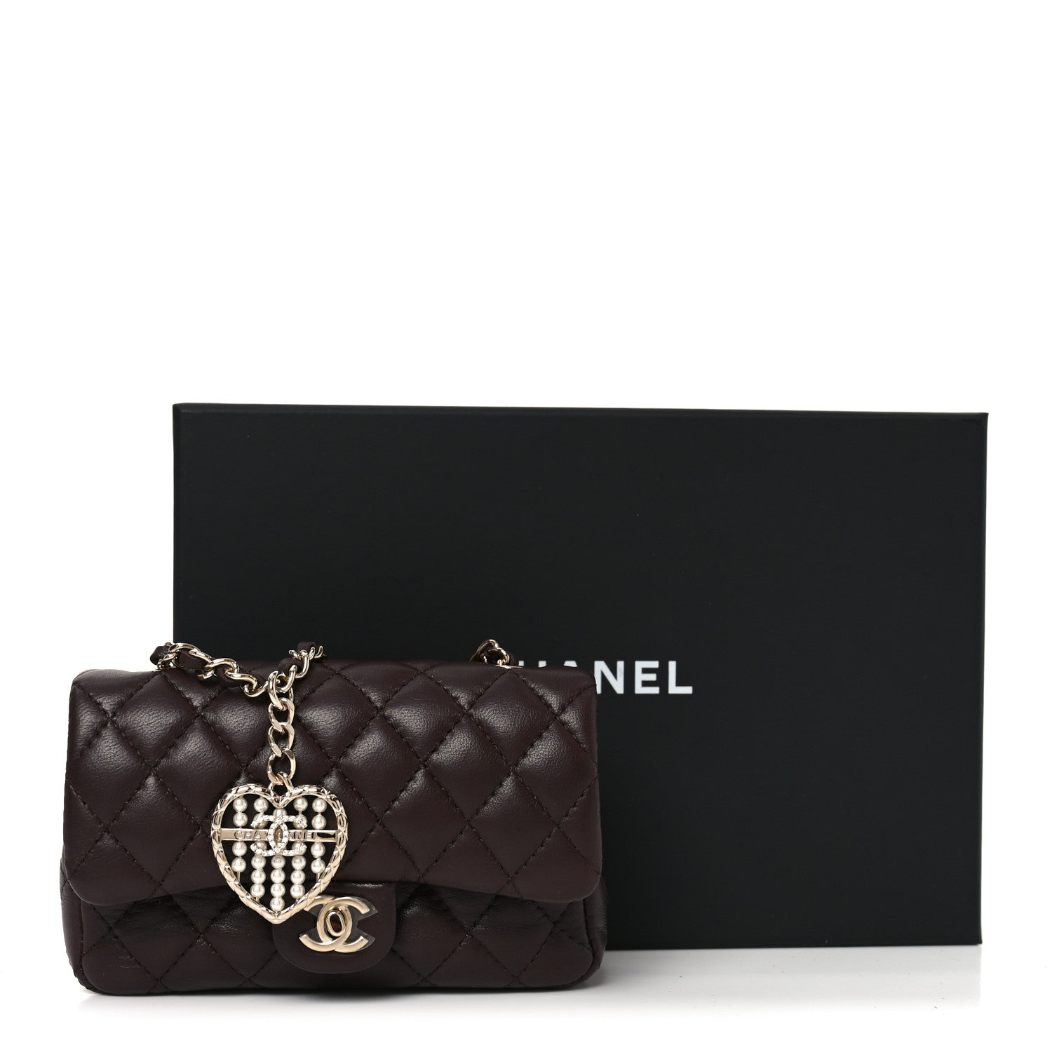 Chanel Lambskin Quilted Mini Double Flap With Hook Dark Brown 11 of 11
