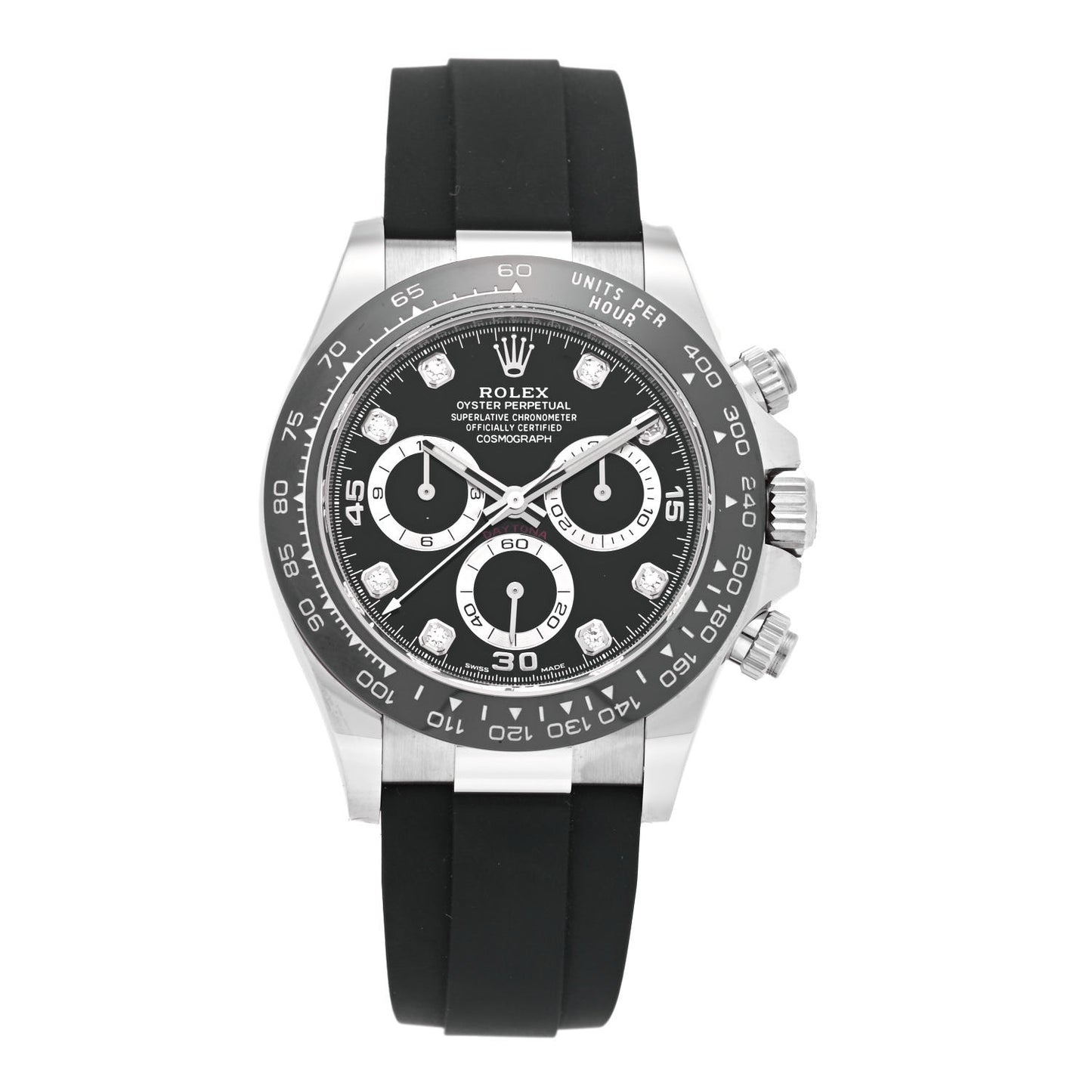 18K White Gold Oysterflex Diamond 40mm Oyster Perpetual Cosmograph Daytona Watch Black 116519LN