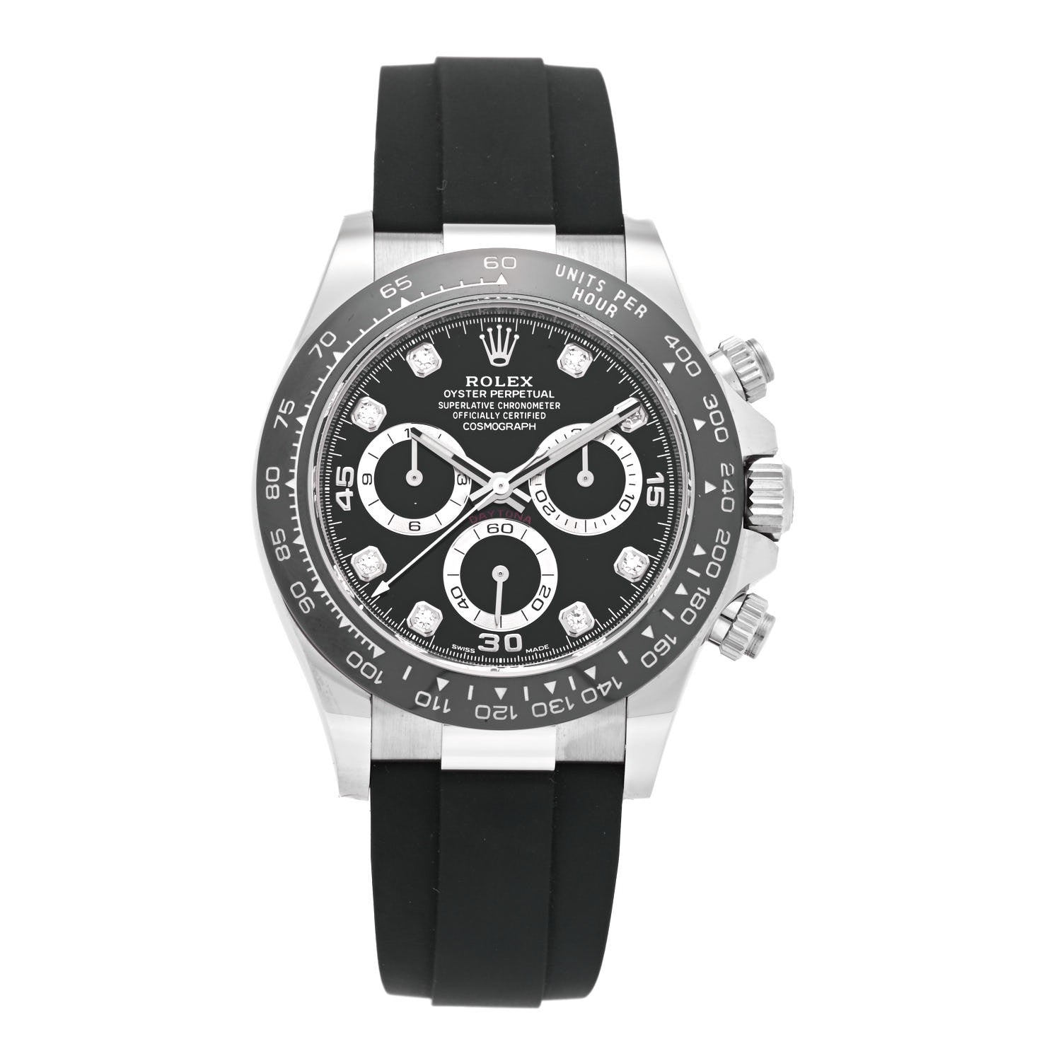 Rolex 18K White Gold Oysterflex Diamond 40mm Oyster Perpetual Cosmograph Daytona Watch Black 116519LN 1 of 5