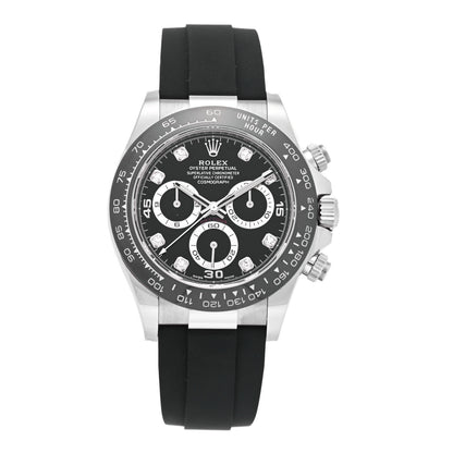 Rolex 18K White Gold Oysterflex Diamond 40mm Oyster Perpetual Cosmograph Daytona Watch Black 116519LN 1 of 5