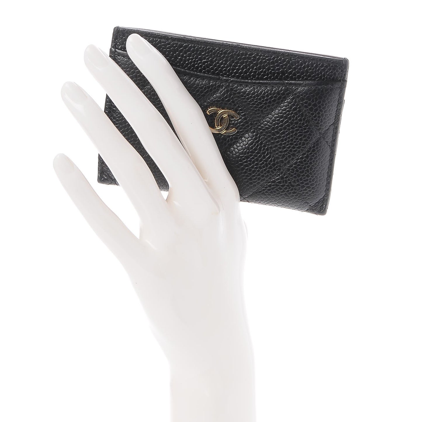 Caviar Quilted Card Holder Black