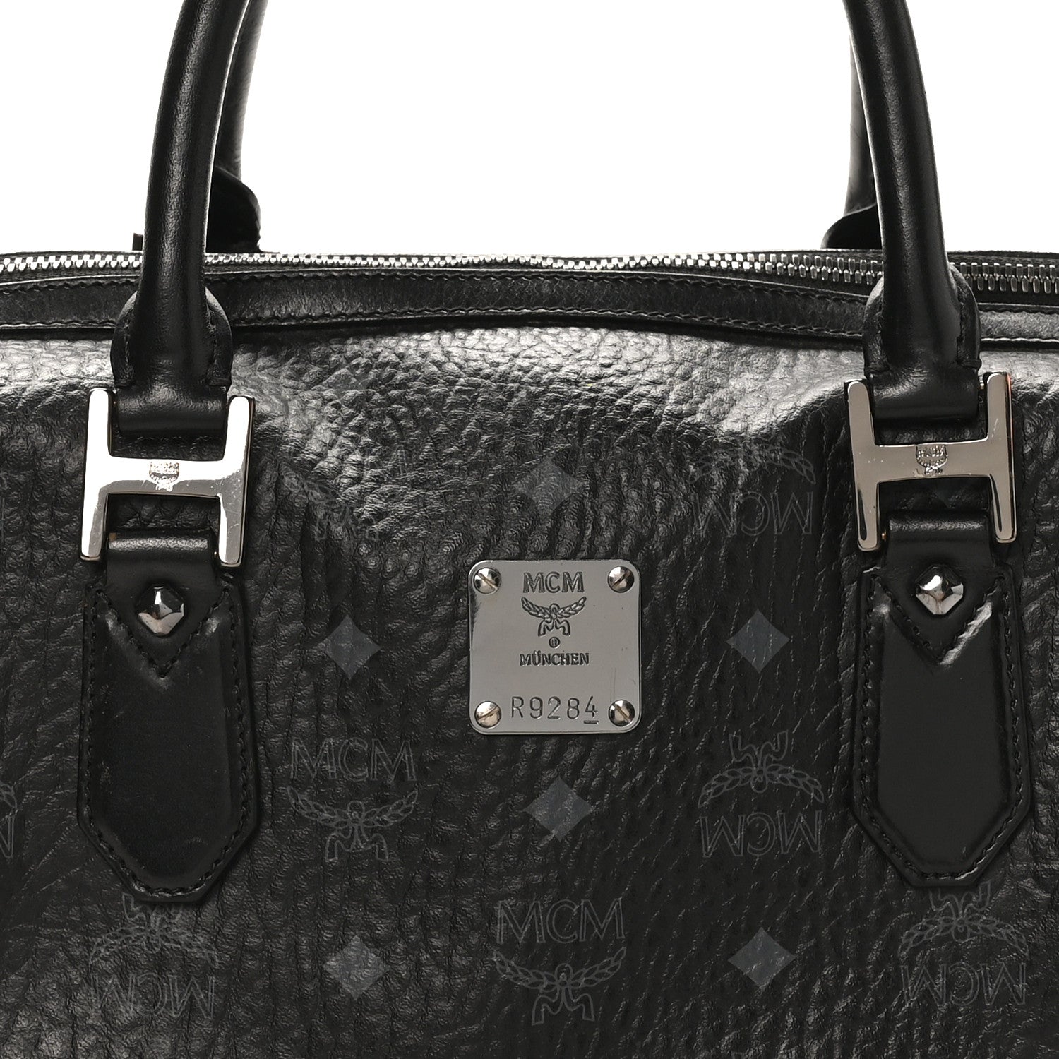 MCM Visetos Heritage Medium Boston Bag Black 7 of 10