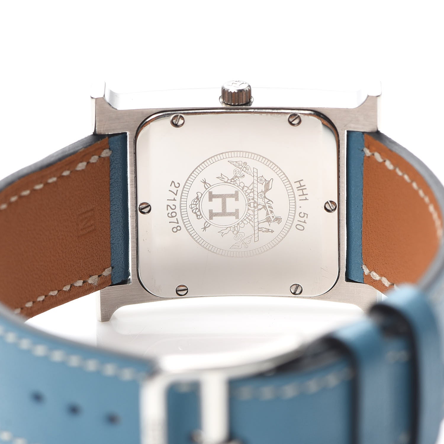 Hermes Stainless Steel Swift 26mm Heure H Hour Quartz Watch Blue Jean 4 of 6