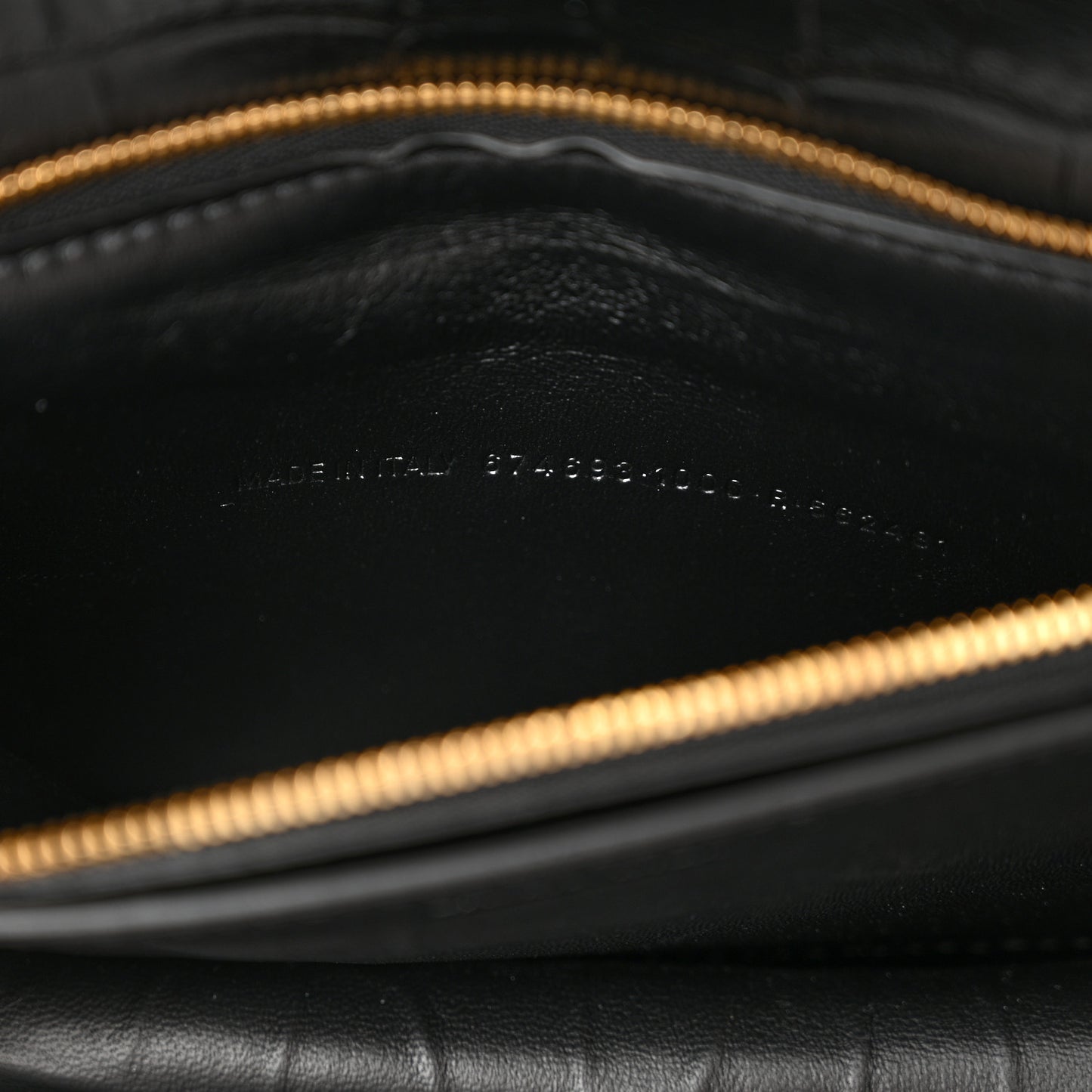 Extra Supple Calfskin Crocodile Embossed Small Gossip Bag Black