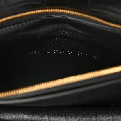 Balenciaga Extra Supple Calfskin Crocodile Embossed Small Gossip Bag Black 7 of 12