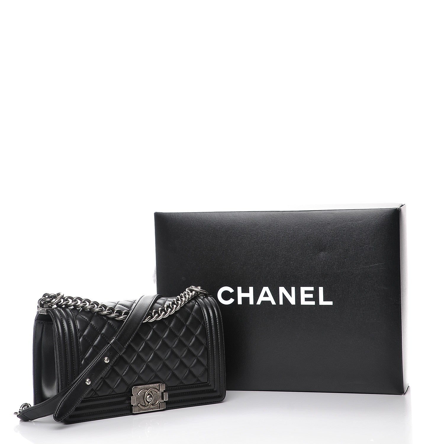 Chanel Lambskin Quilted Medium Boy Flap Black 8 of 8