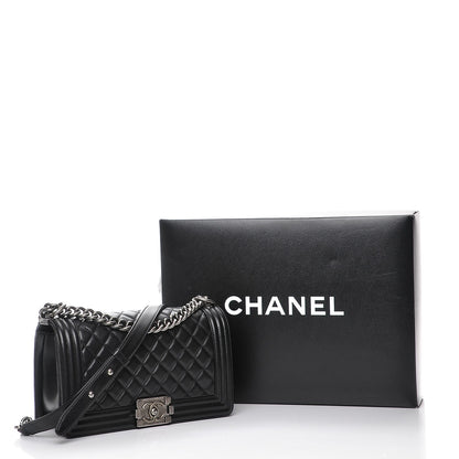 Chanel Lambskin Quilted Medium Boy Flap Black 8 of 8