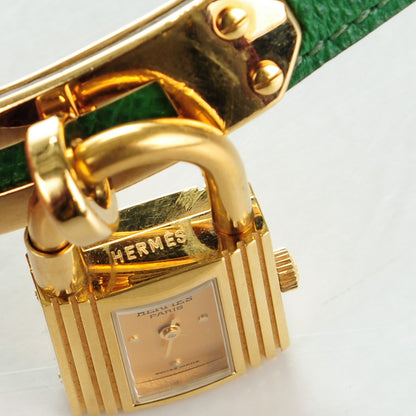 Hermes Stainless Steel Courchevel 20mm Kelly Cadena Quartz Watch Vert Clair 6 of 9