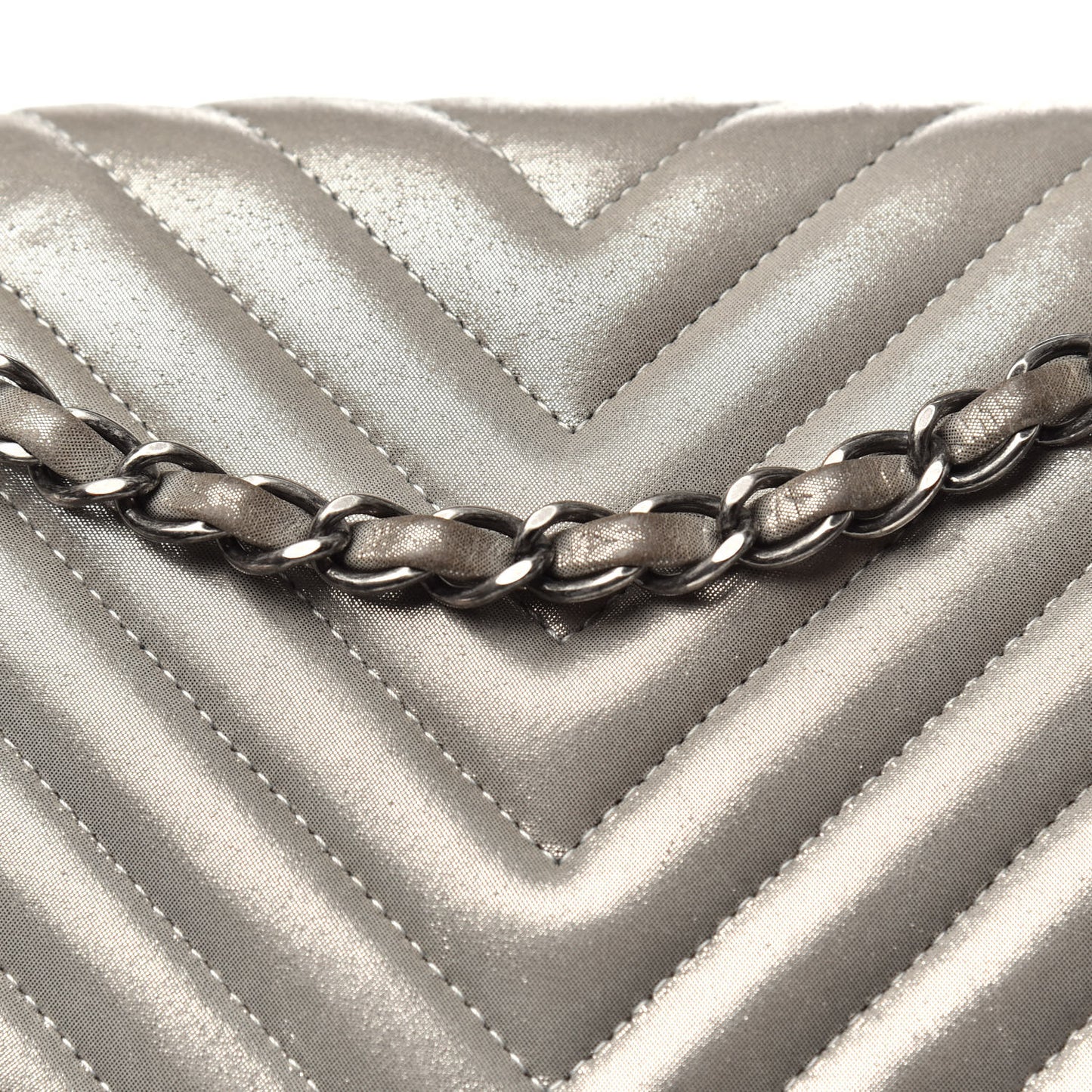 Metallic Calfskin Chevron Quilted Urban Spirit Backpack Silver
