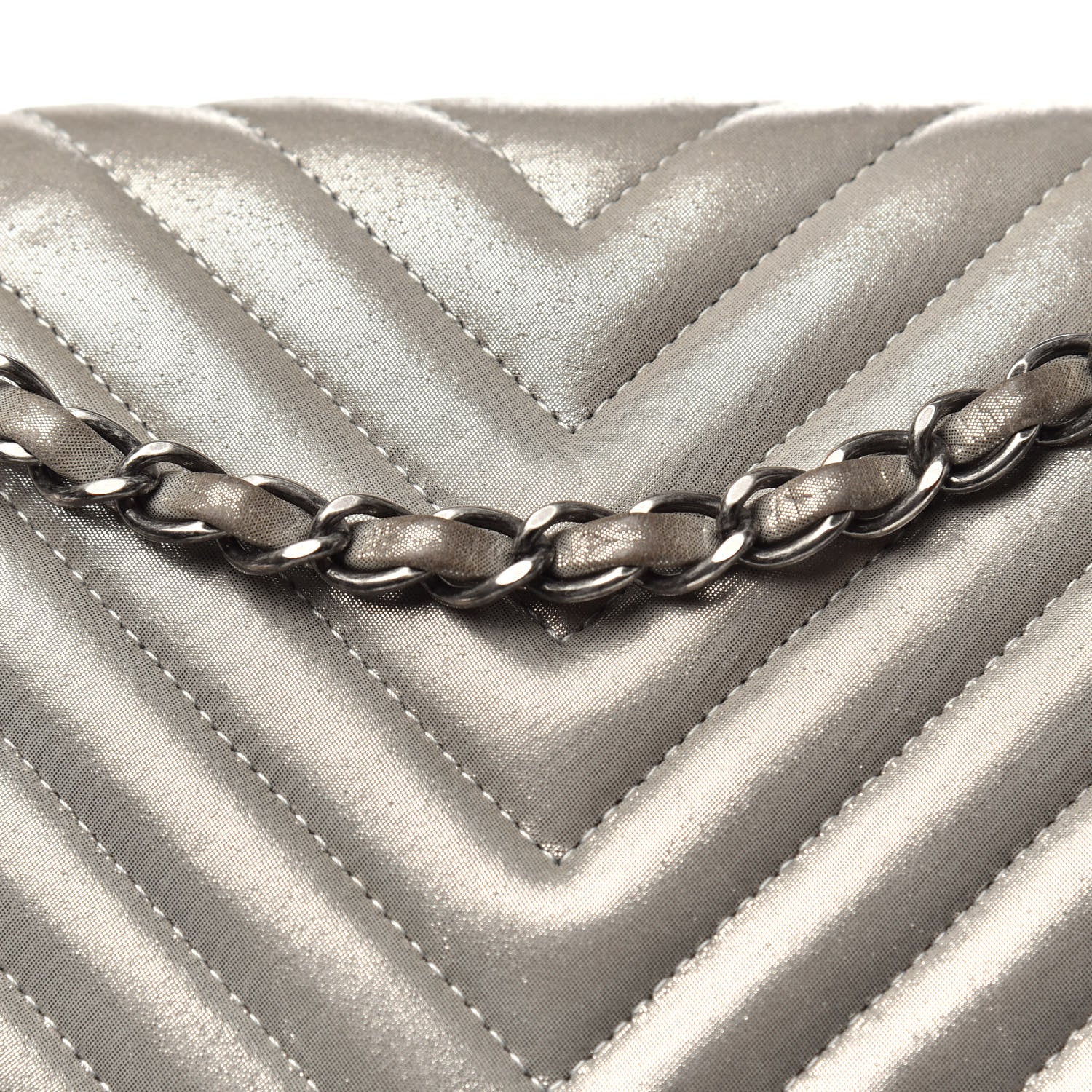 Chanel Metallic Calfskin Chevron Quilted Urban Spirit Backpack Silver 11 of 14