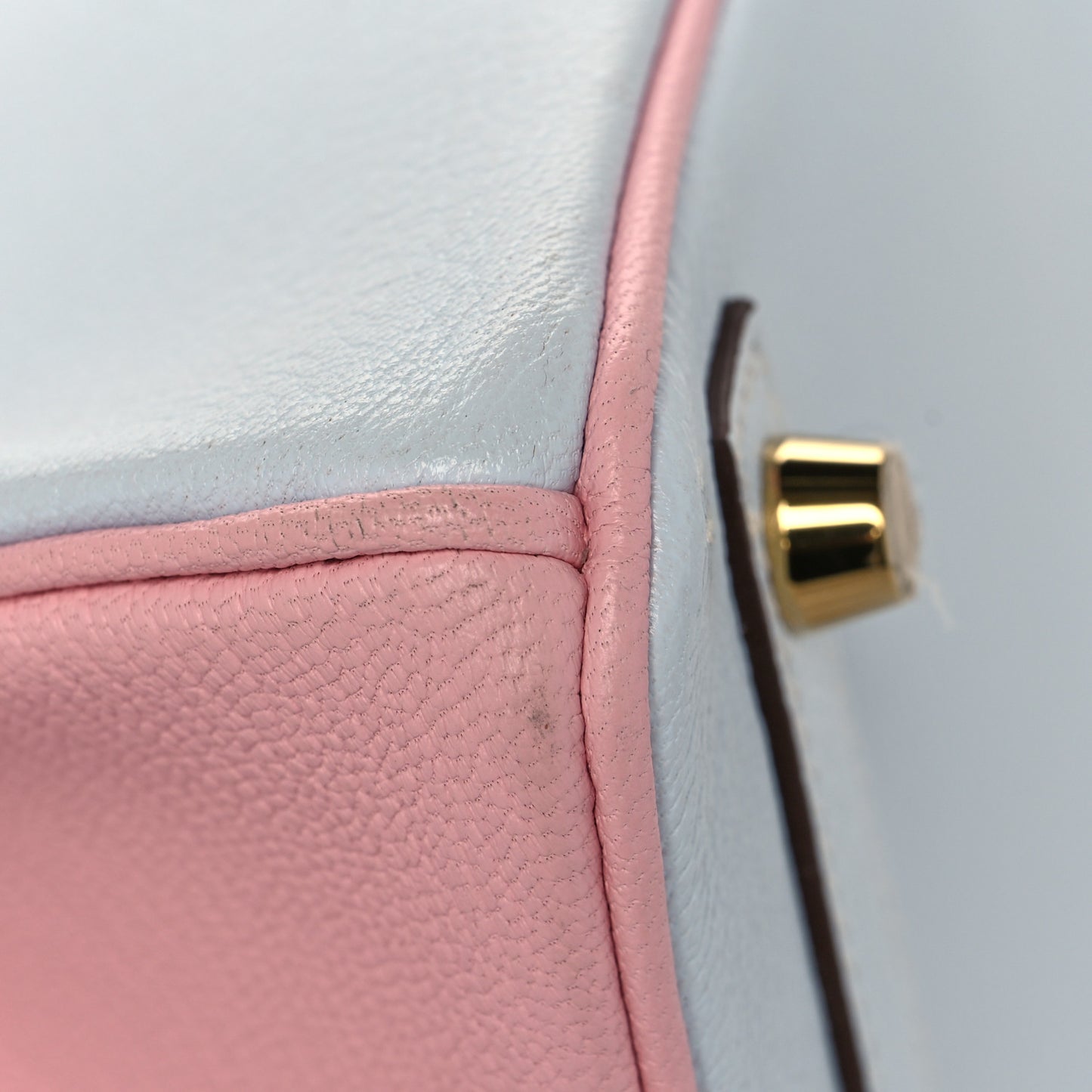 Chevre Mysore Horseshoe Birkin 25 Bleu Brume Rose Sakura