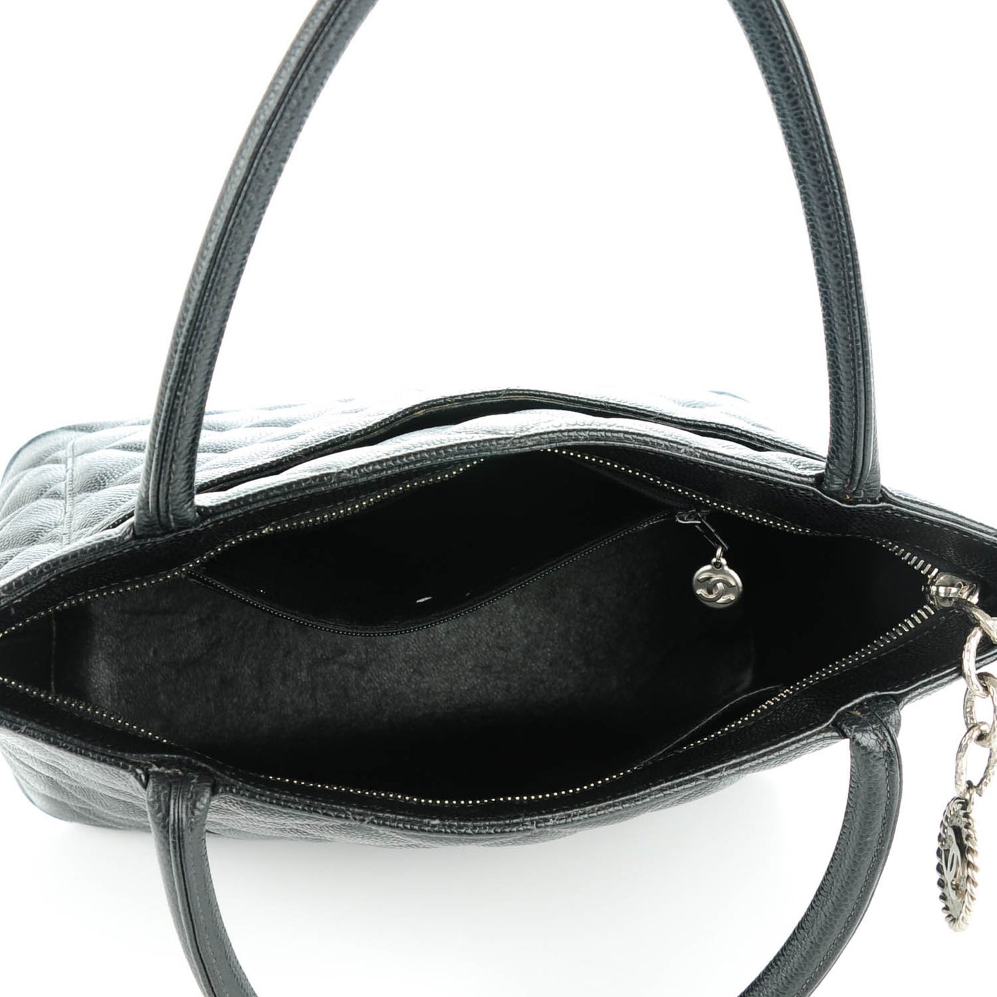Caviar Quilted Medallion Tote Black