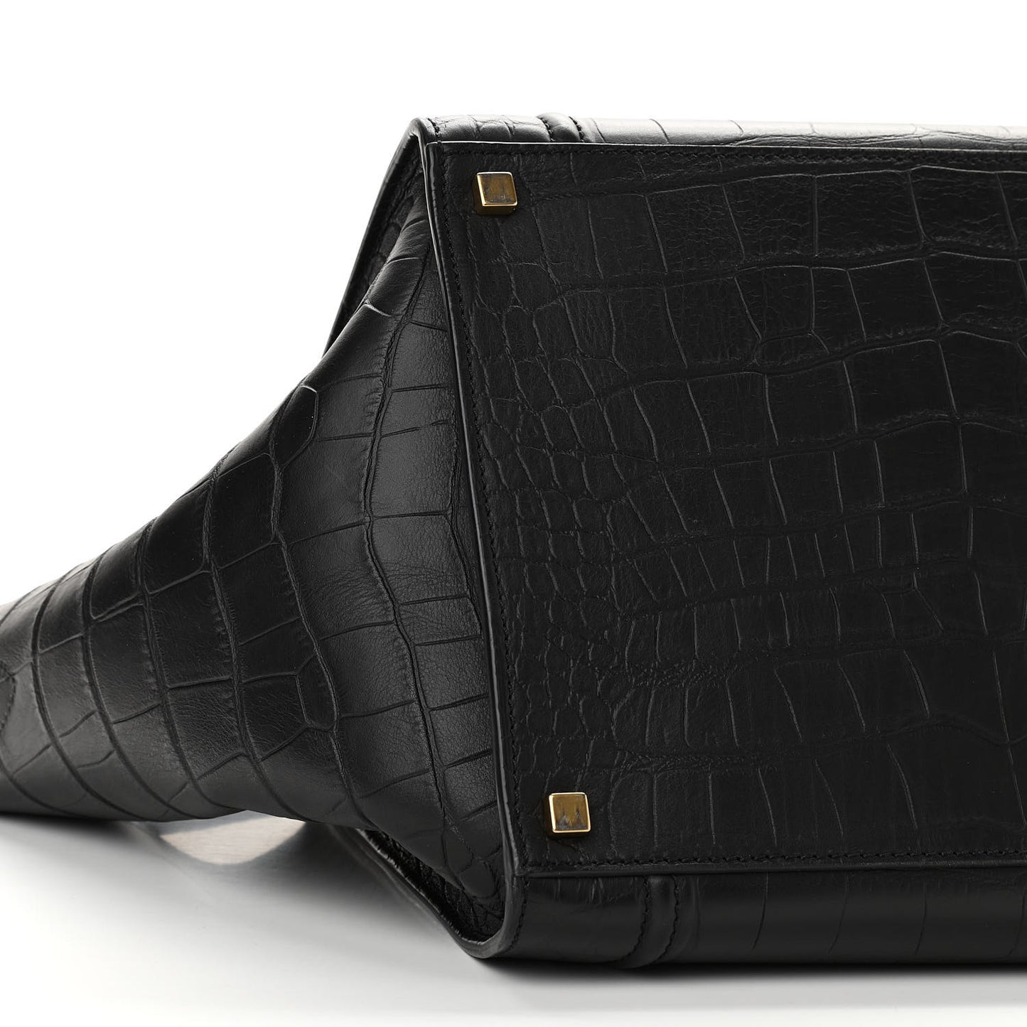 Calfskin Crocodile Embossed Medium Phantom Luggage Black