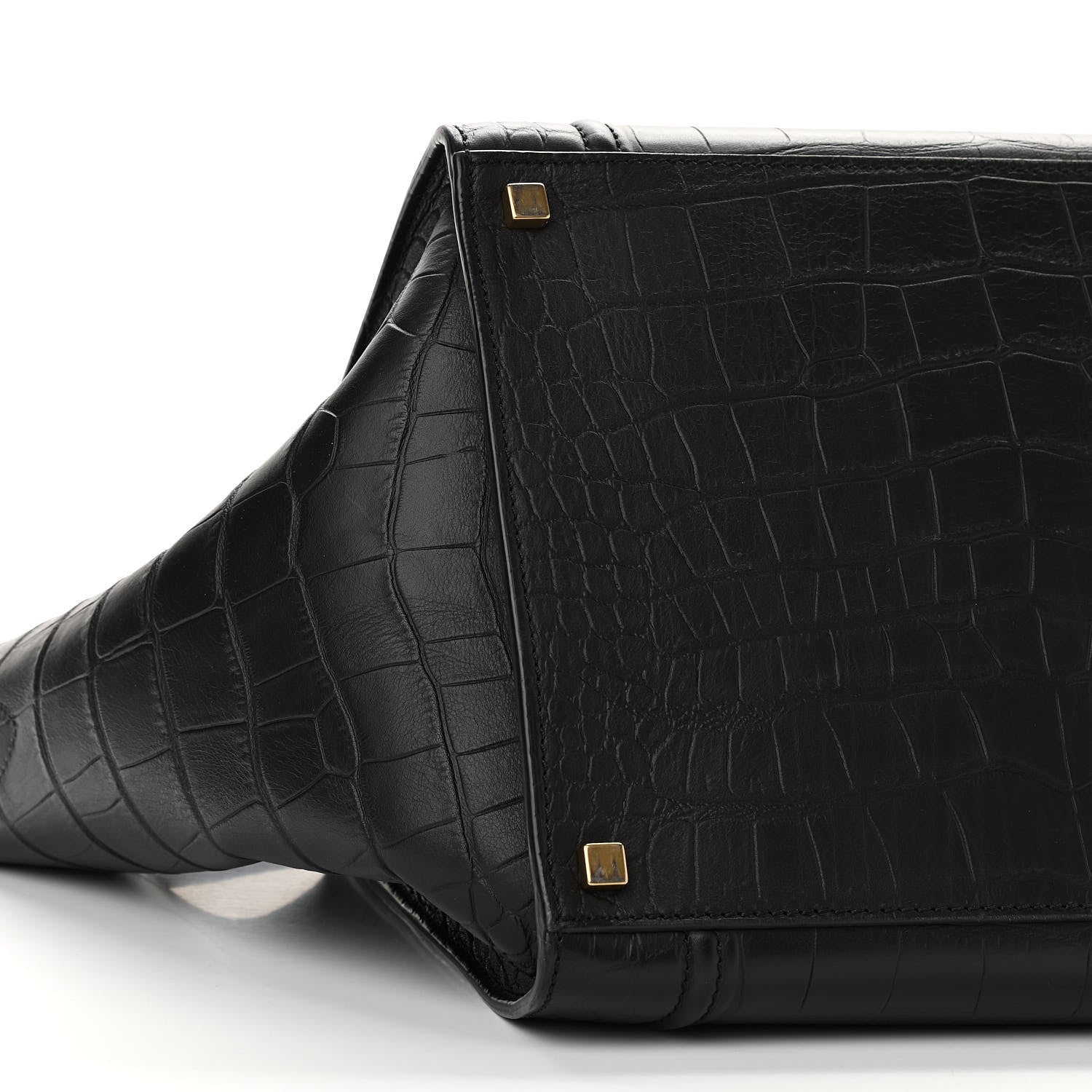 Celine Calfskin Crocodile Embossed Medium Phantom Luggage Black 8 of 10