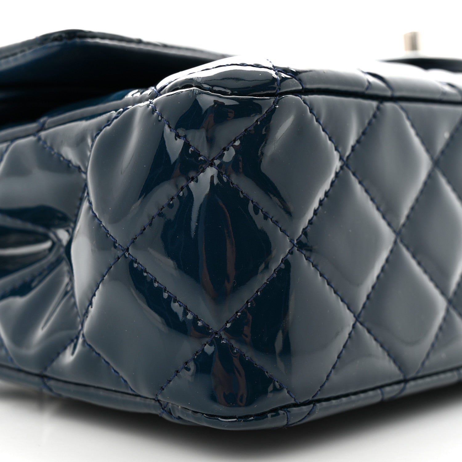 Chanel Patent Quilted Medium Double Flap Navy 9 of 13