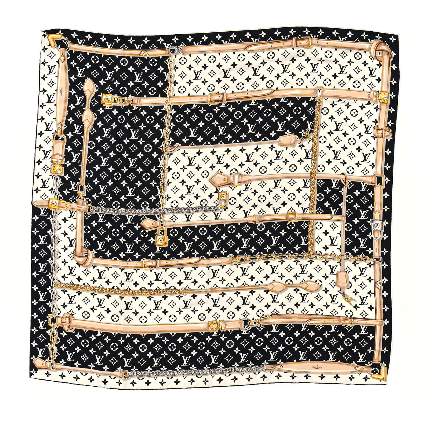 Silk Monogram Confidential Square Scarf Black