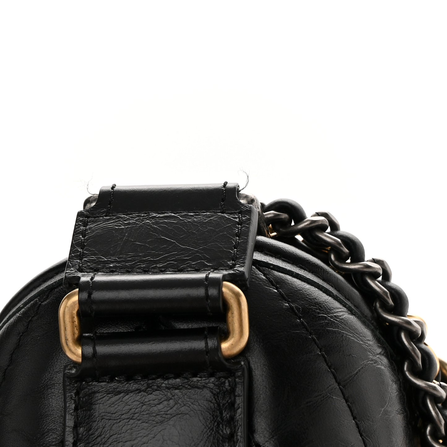 Aged Calfskin Chevron Quilted Small Gabrielle Hobo Black
