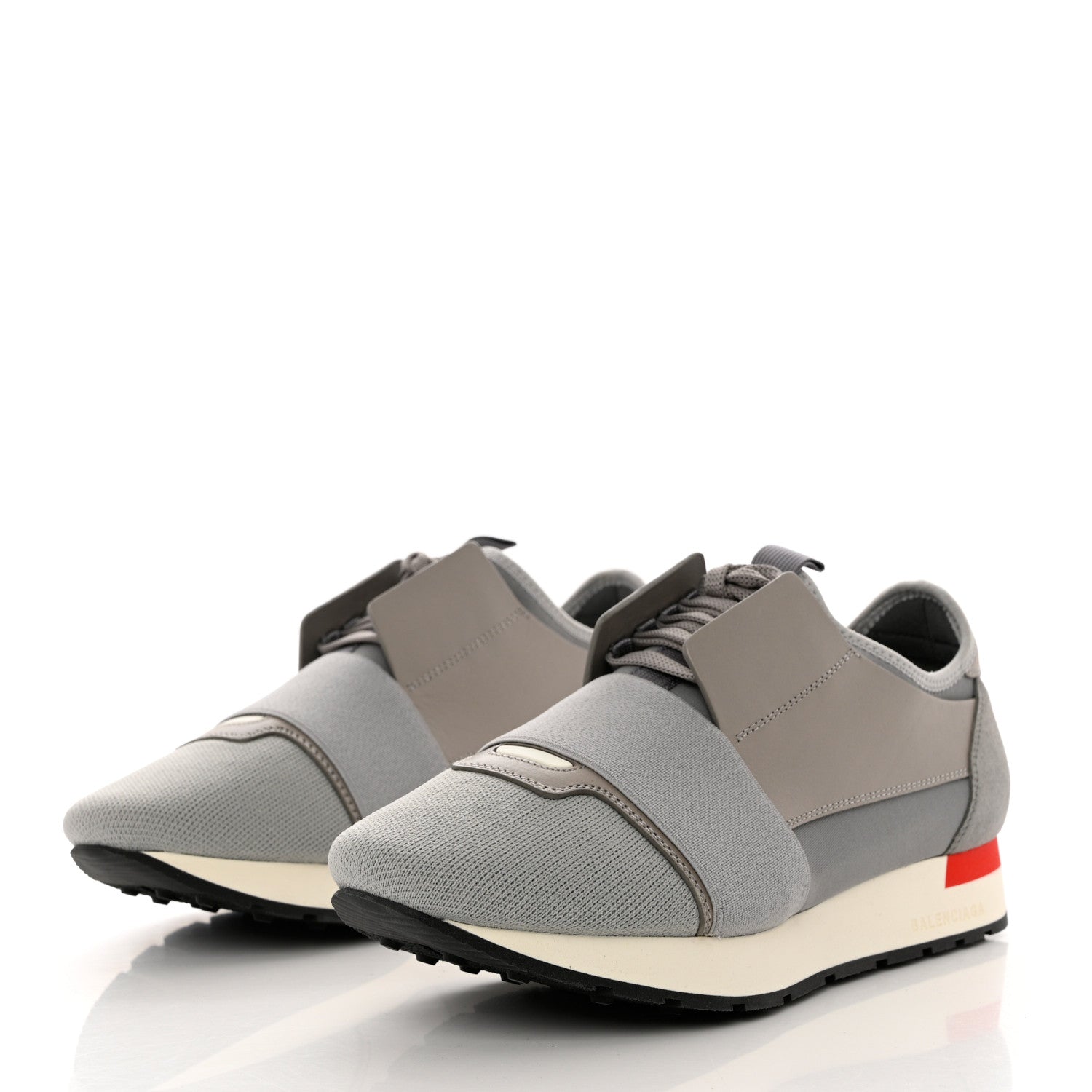 Balenciaga Mesh Calfskin Jersey Crepe Suede Mens Race Runner Sneakers 39 Gris 3 of 8