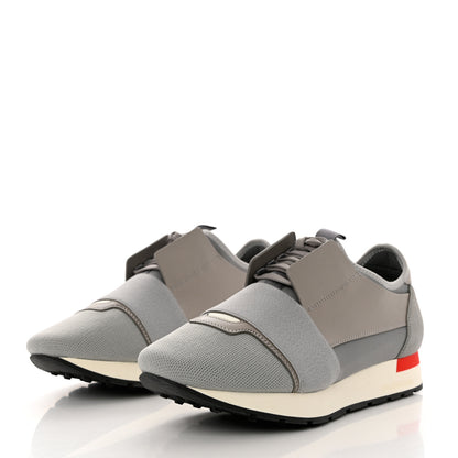 Balenciaga Mesh Calfskin Jersey Crepe Suede Mens Race Runner Sneakers 39 Gris 3 of 8