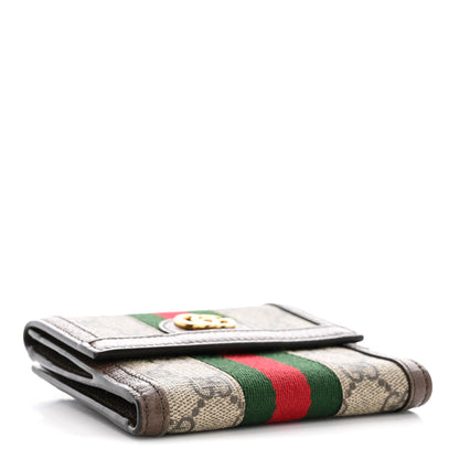 Gucci GG Supreme Monogram Web Ophidia French Flap Wallet Beige New Acero 4 of 8