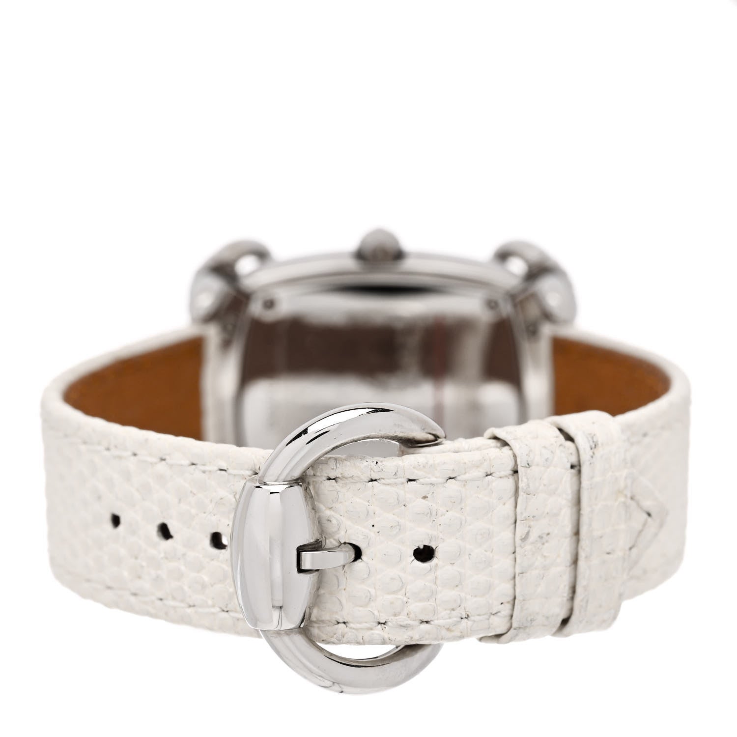 Gucci Stainless Steel Lizard Diamond 28mm Horsebit Quartz Watch White 3 of 4