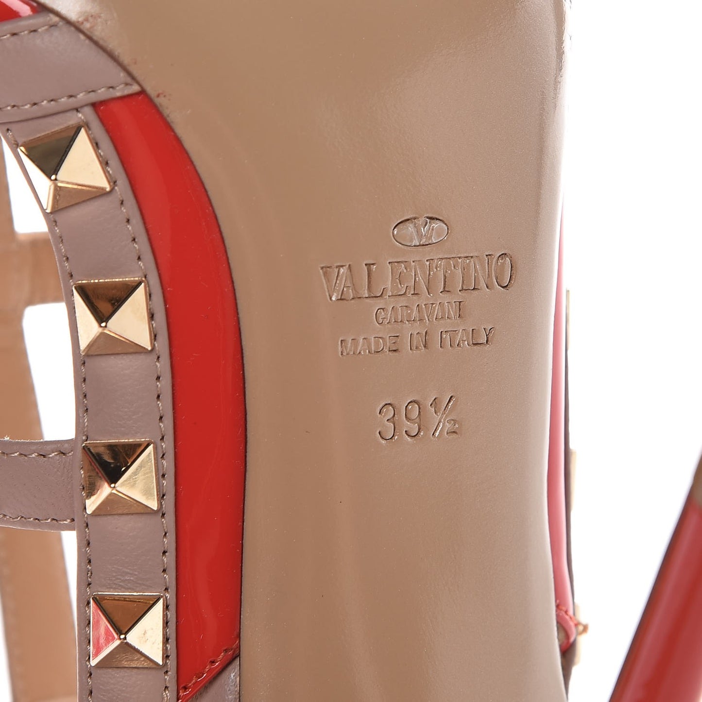 Patent Nappa Rockstud Ankle Strap 100mm Pumps 39.5 Rosso Valentino Poudre
