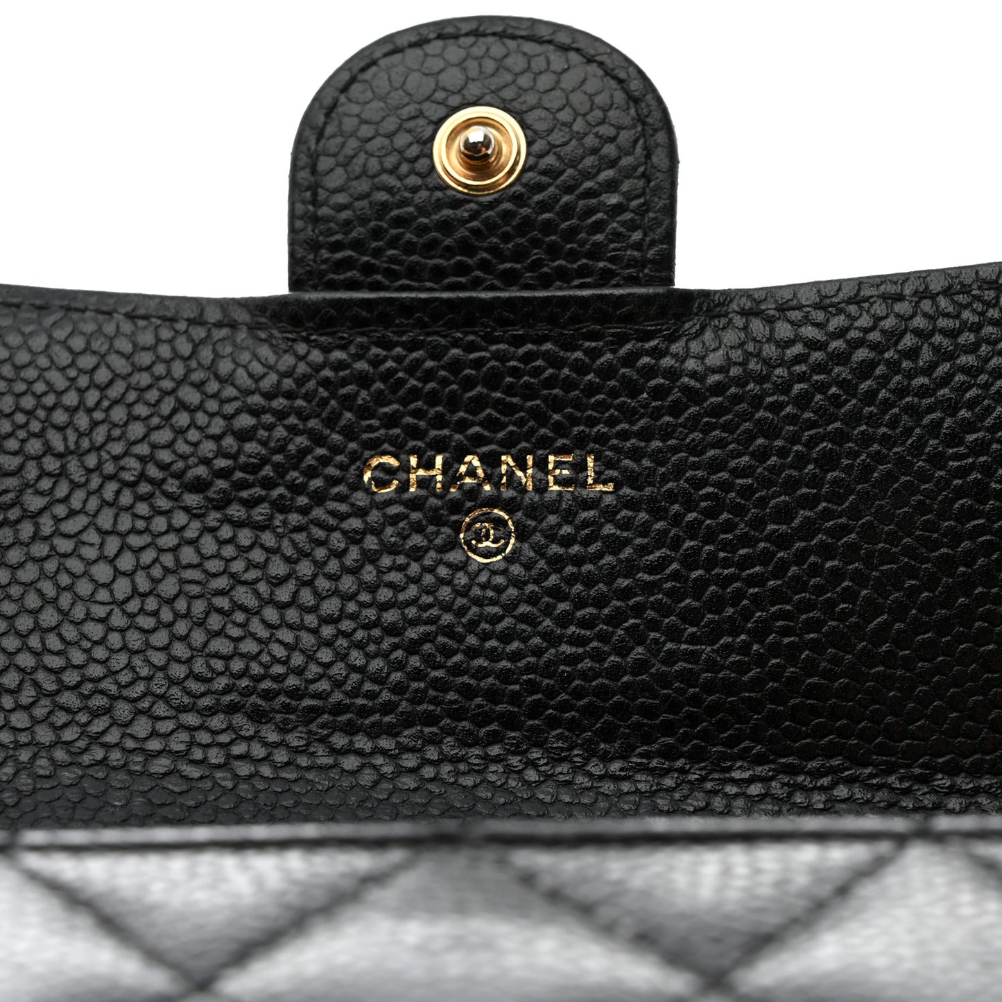 Caviar Quilted Large Gusset Flap Wallet Black
