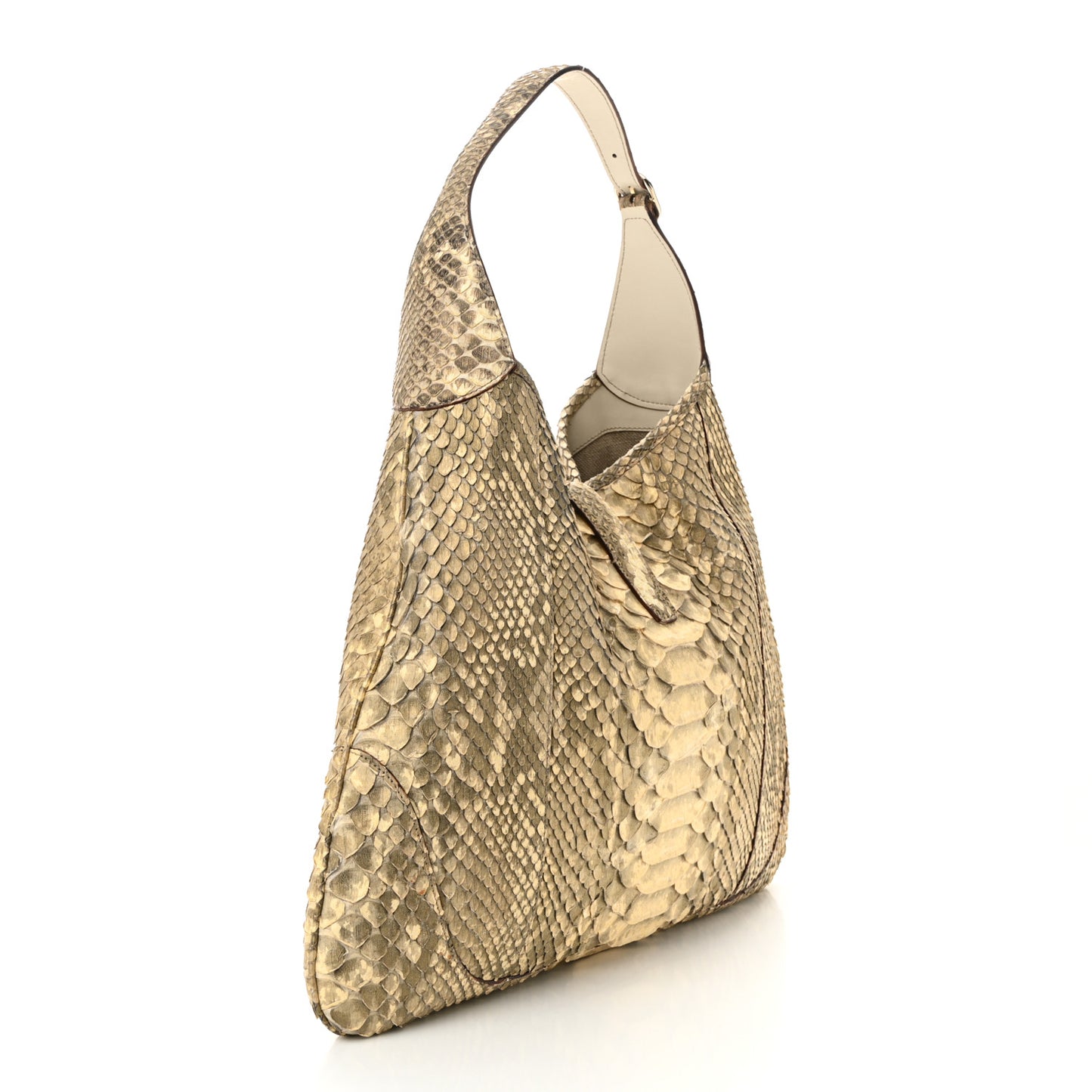 Snakeskin Large Jackie O Bouvier Hobo Gold Beige