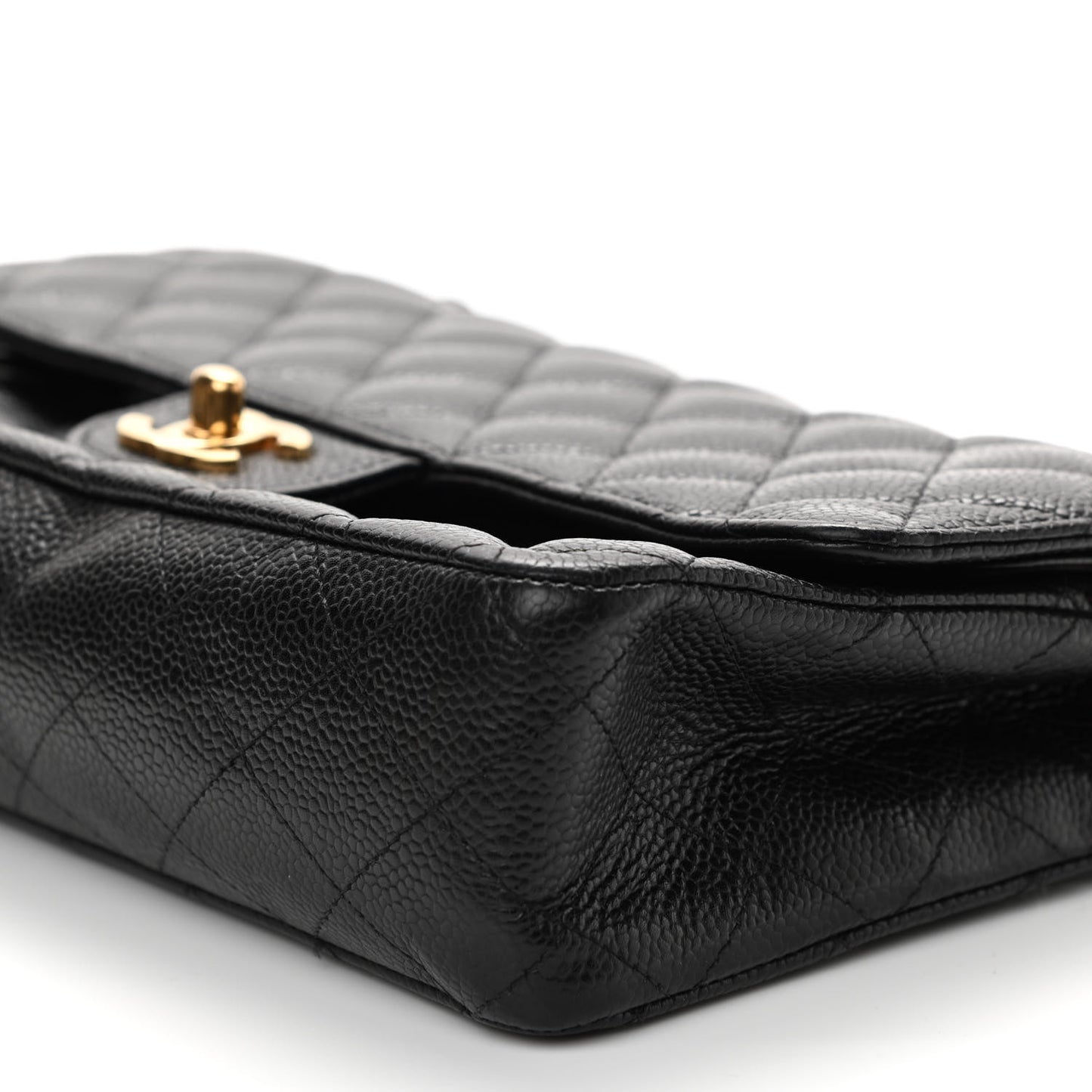 Caviar Quilted Medium Double Flap Black