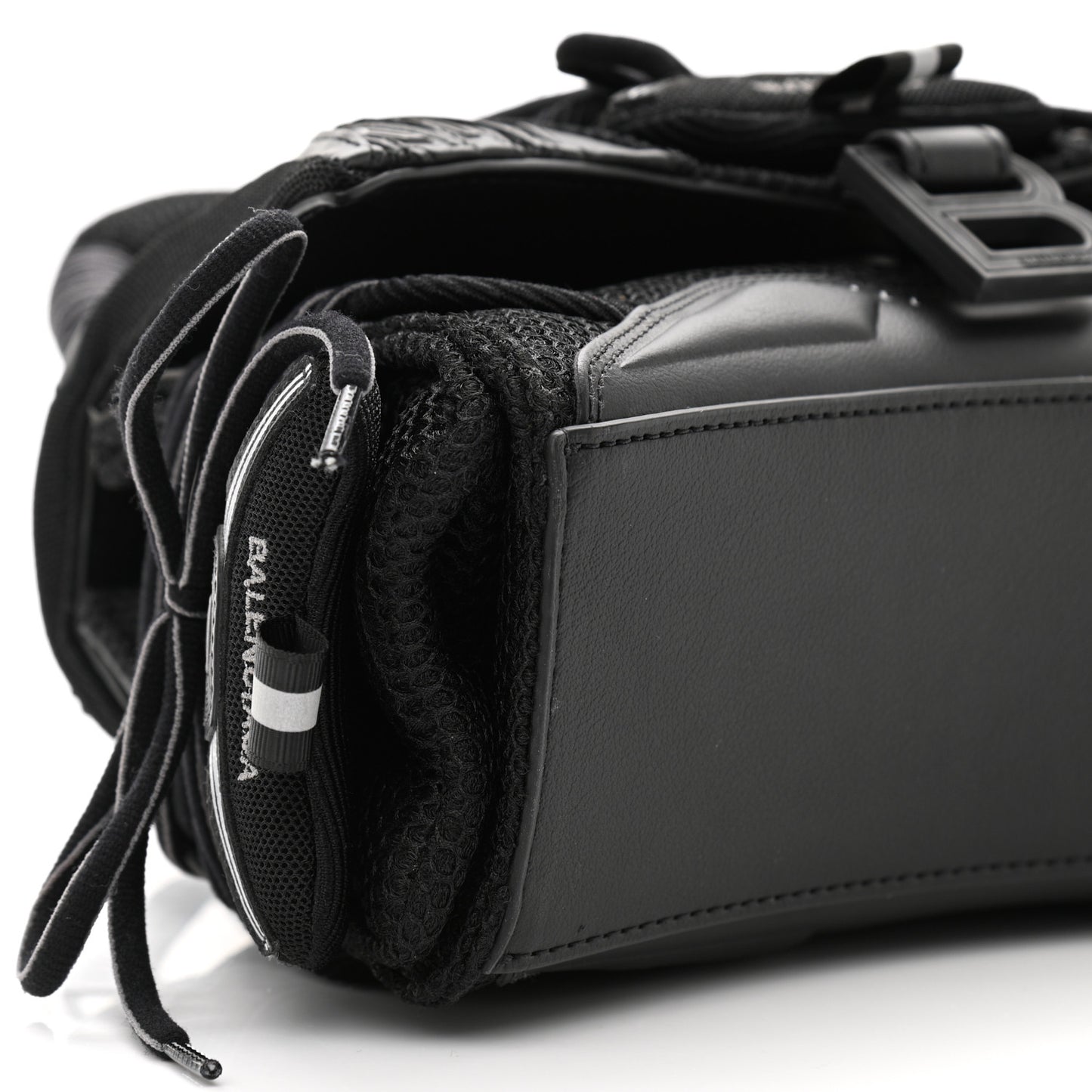 Faux Calfskin Fabric Small Sneakerhead Top Handle Bag Black