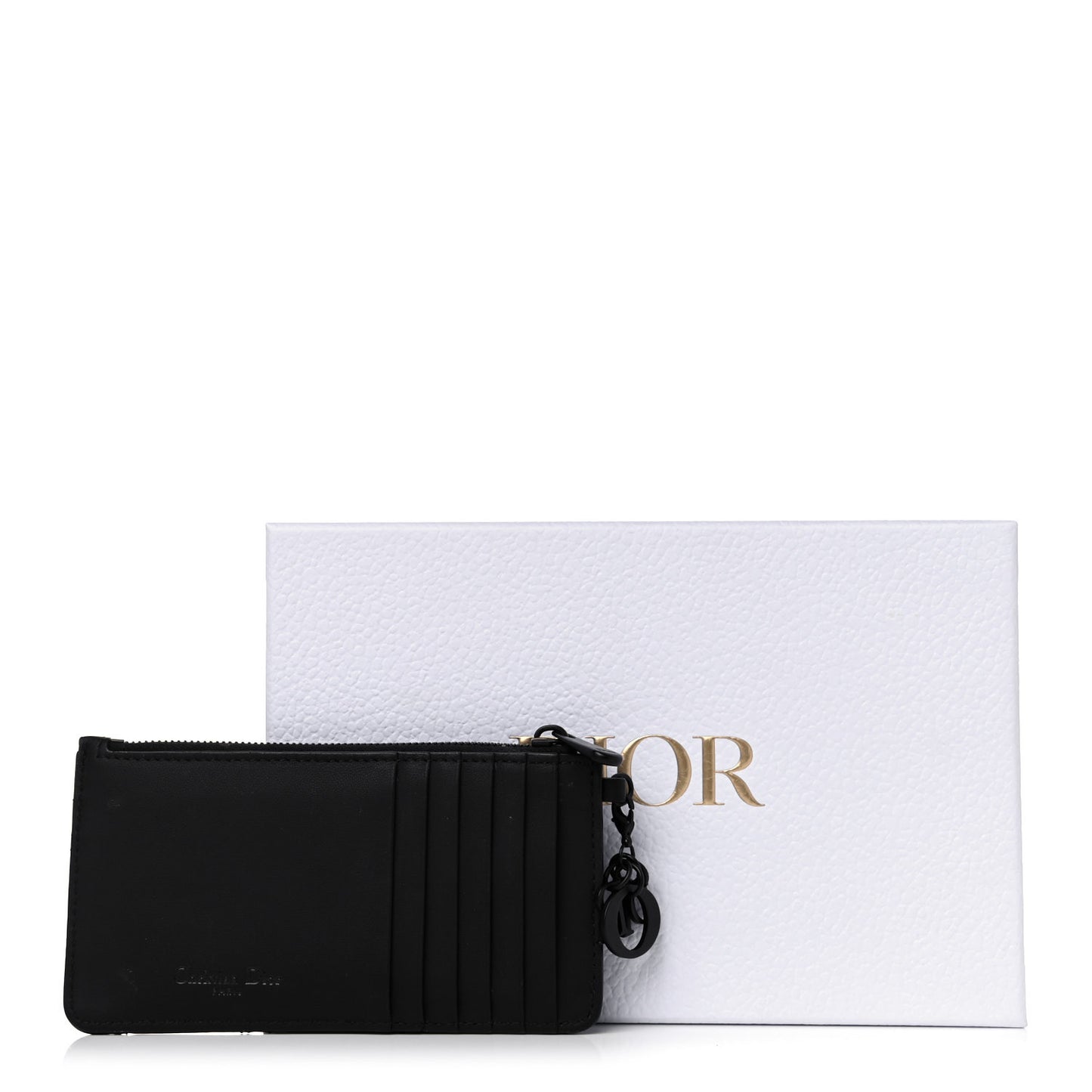 Ultra Matte Lambskin Cannage Small Lady Dior Zip Card Holder Black